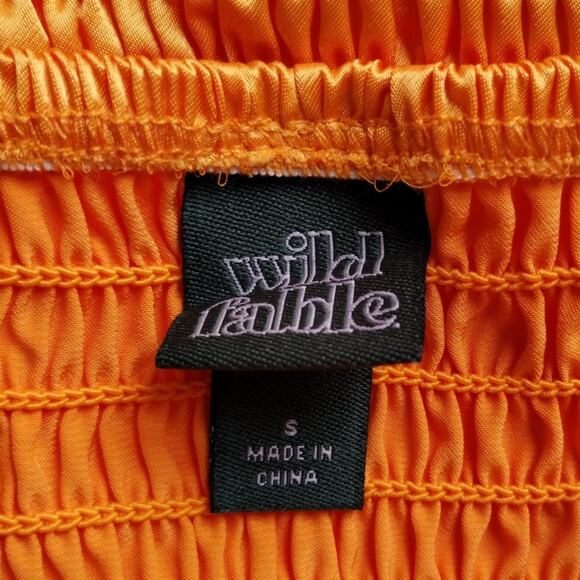 Y Wild Fable Women's Orange Satin Side Ruched Smocked Bodycon Mini Dress NWT S - Picture 4 of 14